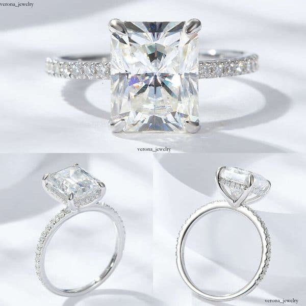 VVS Moissanite Fine Jewelry Engagement Emerald Cut 3CT S925 Sterling Silver GRA Certified Silicon Stone Ring
