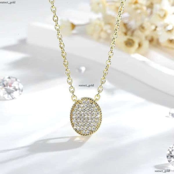 Fashion Pendant Simple Necklace Gold-Plated Micro-Inlaid VVS Moissaniteia Non-Fading Waterproof Wedding Casual Daily Date
