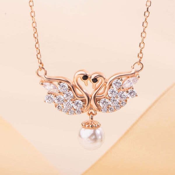 S925 Sterling Silver Necklace For Women Elegant Versatile Swan Pendant 100 Languages I Love You Internet Celebrity Tiktok Same Style