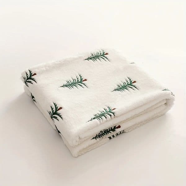 Christmas Blanket White Pine Tree Print Soft Plush Cozy Warm Xmas Home Decor Sofa Bed Living Room Festive Winter Gift 251211