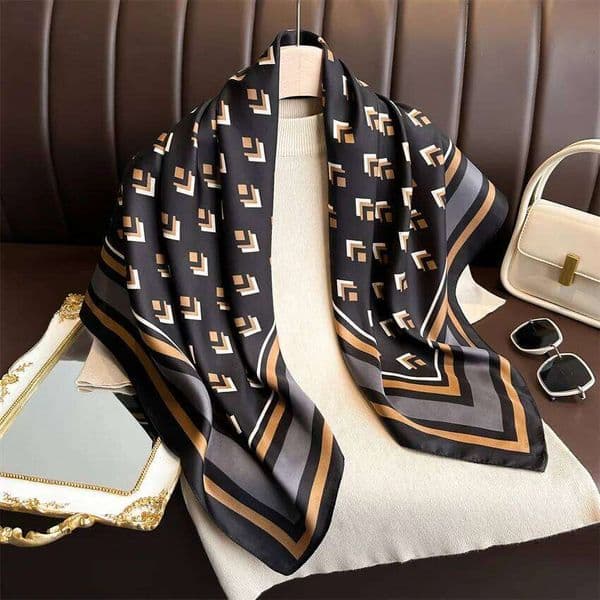 New 90*90Cm Fashion Scarves Women Shawl Print Silk Satin Hijab Bandana Luxury Brand Square Ladies Bandanna Foulard Muffler