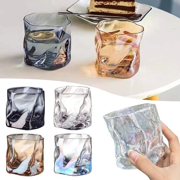 280ml Irregular Glass For Whiskey Clear Glass Mug Glacier Wine Beverage Drinking Mug Household Wine Cups For Holiday Gathering 251218