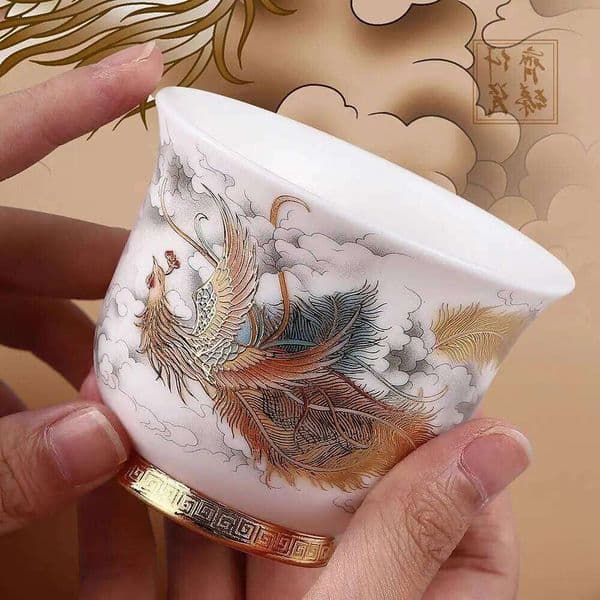 China Ceramic Unusual Jingdezhen Porcelain Cup Glaze Aesthetic For Kung Fu Puer Oolong Tieguanyin Flower Tea Ceremony 25L1219