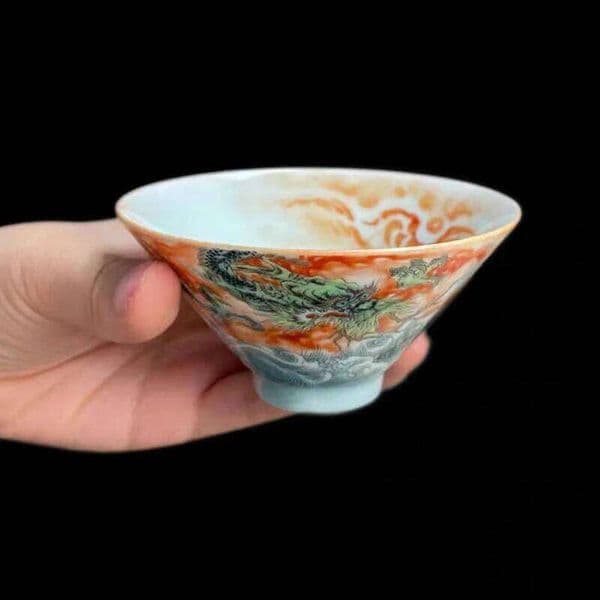 Unusual Jingdezhen porcelain chinese tea cup aesthetic ceramic glaze hand made Loong ceremony teware For kung fu 25L1219
