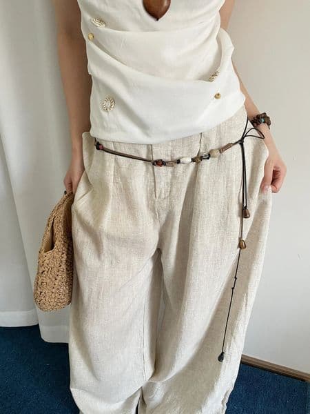 Wooden Bead Artisanal Hand-Woven Belt Versatile For Dresses Jeans And Womens Slenderizing Waist Rope 251217