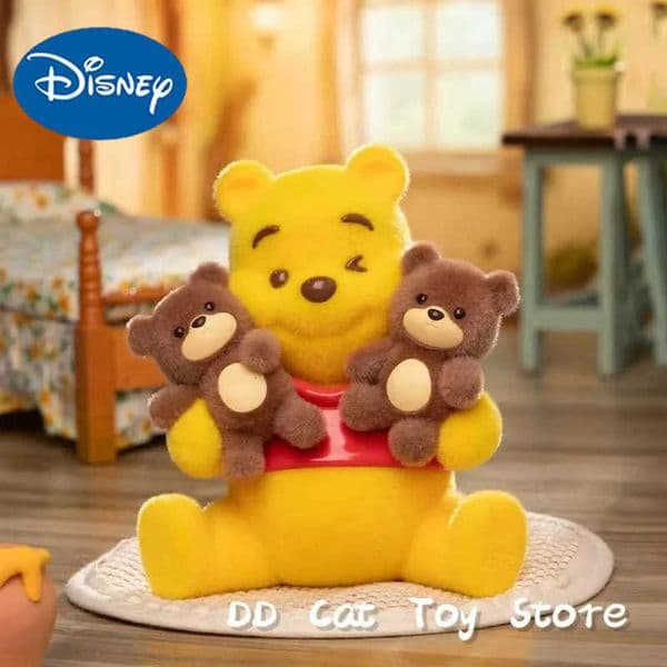 Disney New Original Winnie The Pooh Happy Time Series Flocking Blind Box Desk Ornament Kawaii Winnie Surprise Box Birthday Gift H251220
