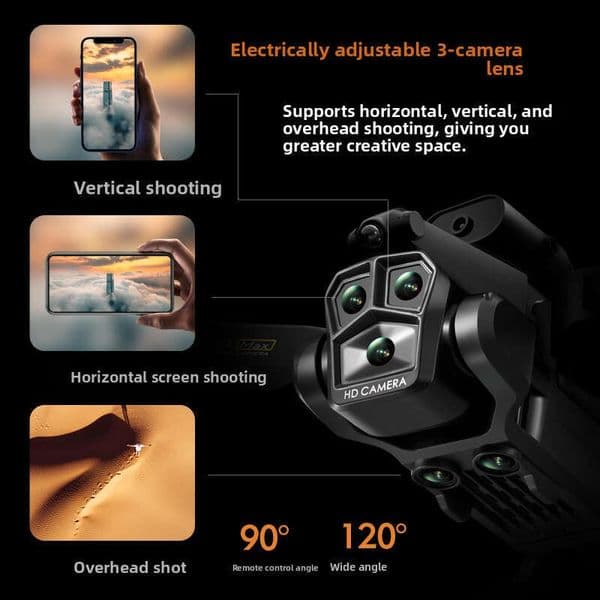 K10max Drone Obstacle Avoidance Remote Control Aircraft Optical Flow Hovering Three-Lens HD Aerial Photography Quadcopter Kuhangxin 26417