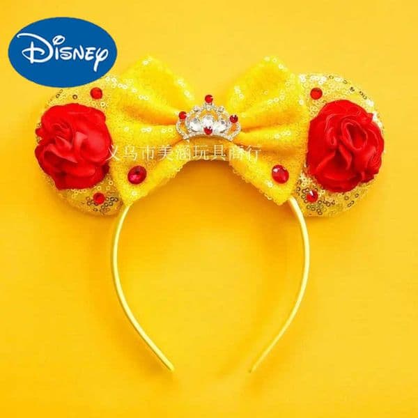Disney Beauty and The Beast Princess Belle Headband Disneyland Mickey Minnie Ears Plush Headwear Children Toys Party Decoration H251220