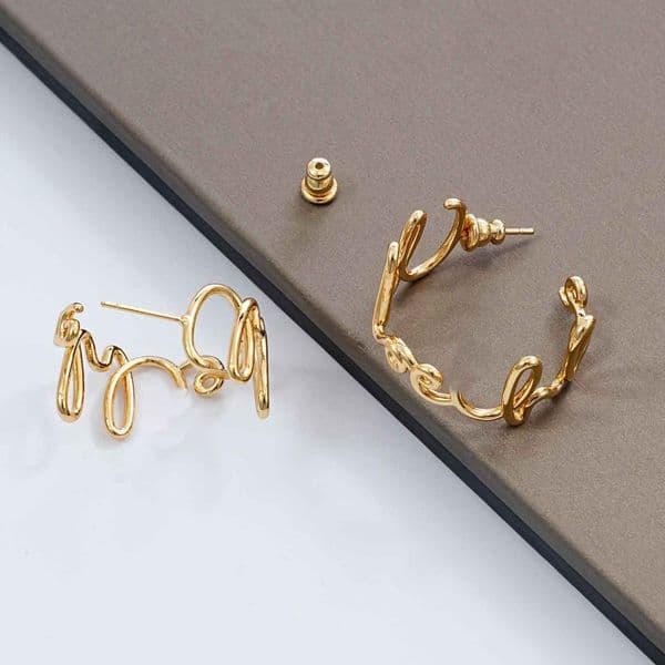 2026 Luxury quality charm drop earring with words design and opened bangle in 18k gold plated have stamp box packing PS6208B