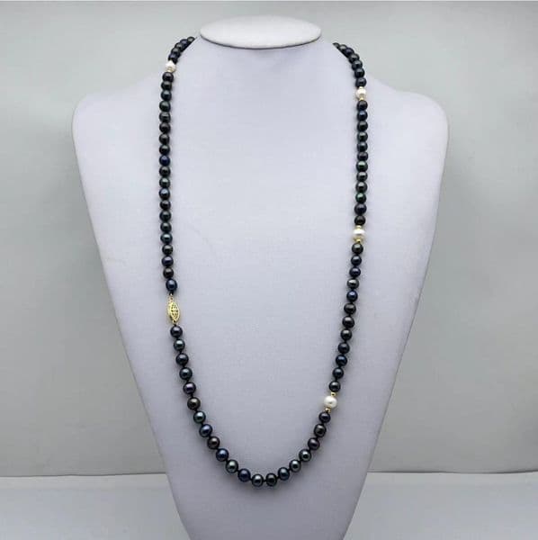 Jewelry Pearl Necklace Natural Tahiti Black 8-9mm Pearl Necklace 36 inches