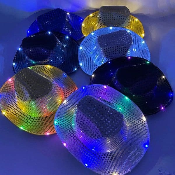 Blinky LED Light Cowboy Cowgirl Hat Flashing Cap Glowing Hat Carnival Men Women Bachelorette Party Wedding Bridal Supplies 251219BJ