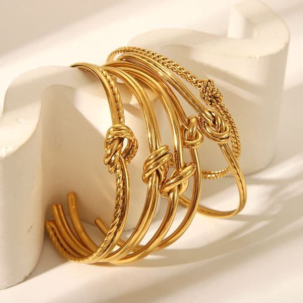 Geometric Knot Twist Open Bracelet Stainless Steel Niche Design Simple Bracelet Jewelry Wholesale Titanium Steel Ring For Women