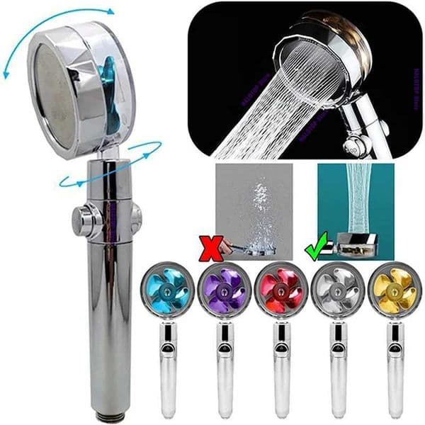 360Swivel Shower Head Water Saving High Preassure Turbo Propeller Flow Showerhead with Fan Built-in Filter Bathroom Accessories C251220