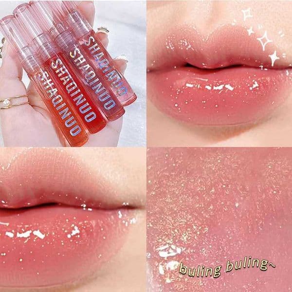 4 pack of sparkling lip balm lip care oil transparent glass lip moisturizing and moisturizing M251220