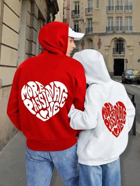 More Passionate Love Letter Graphic Printing Male Hoodie Simple Casual Hoody Warm Loose Sweatshirt Hipster Fleece Sportswear 251219