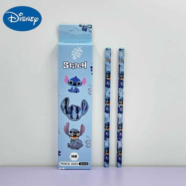 Disney 12PCS Cartoon Stitch Pencil School Supplies Kid Rubber School Supplies Pencils Pencil Roller Hb Pencils Birthday Gift H251220