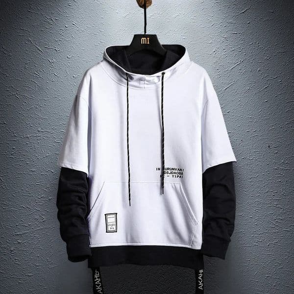 Patchwork Hooded Sweatshirt Hip Hop Men Pullover Hoodies Streetwear Casual Fashion Clothes Colorblock Hoodie 251219