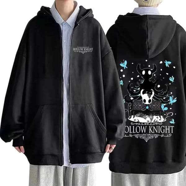 Gaming Hollow Knight Graphic Zipper Hoodie Mens Casual Cartoon Style Hoodies Unisex Funny Game Lover Zip Up Jacket Coat 251219