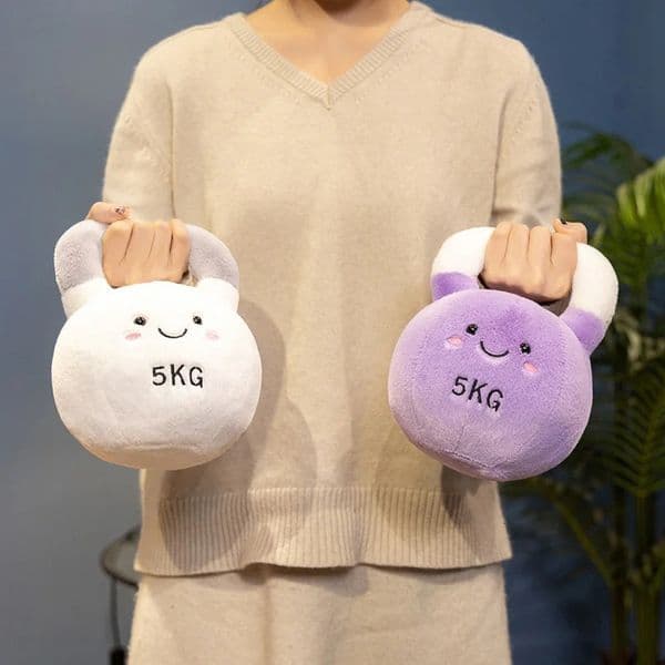 Cartoon Anime Creative Fitness Equipment Dumbbell Dolls Kawaii Kettle Bells Stuffed Plush Toys Childrens Handmade Dolls Gifts 251219
