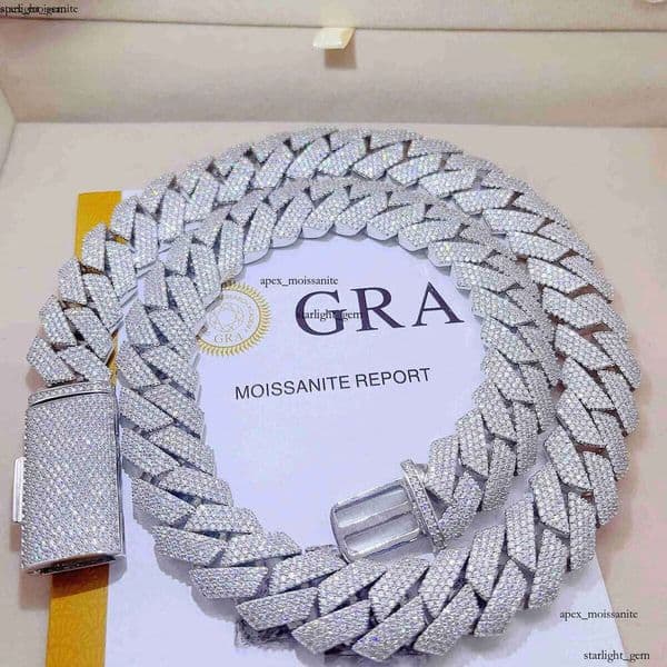 Iced Out Pass 14K Diamond Tester 925 Sterling Silver Necklace Vvs Moissanite Cuban Link Chain 4d