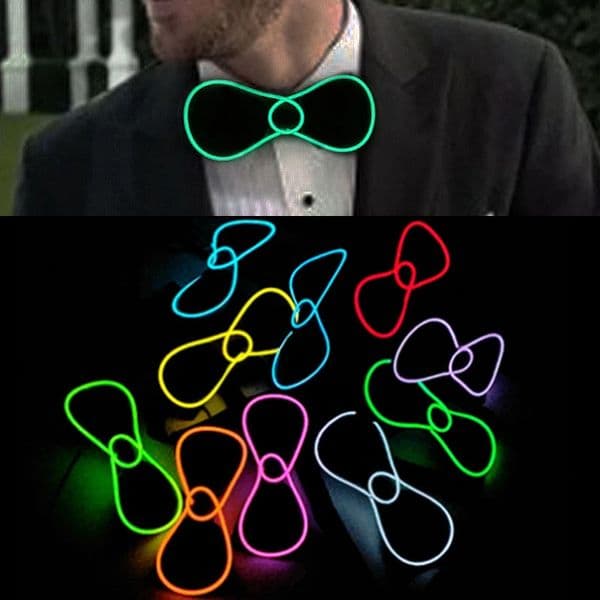 LED light up Bow Tie Luminous Neck Tie glowing EL Wire Bow Tie for man NightClub Wedding Valentines Day Party Supplies 251219BJ