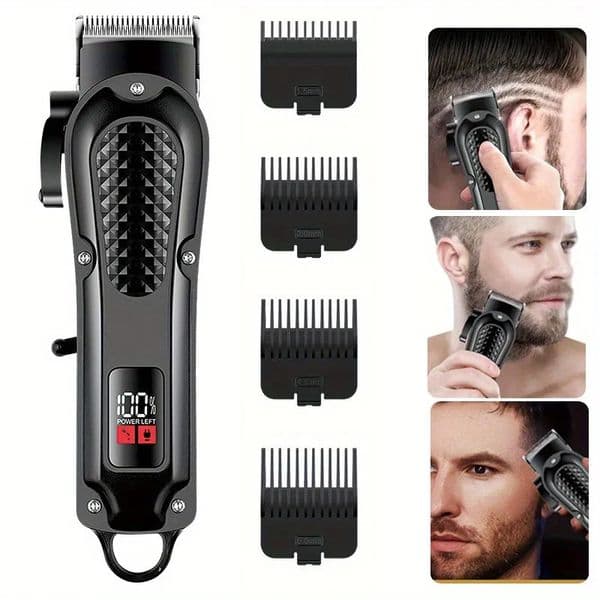 Professional mens hair trimmer with LED display rechargeable lithium battery USB charging wireless suitable for trimmi 251215