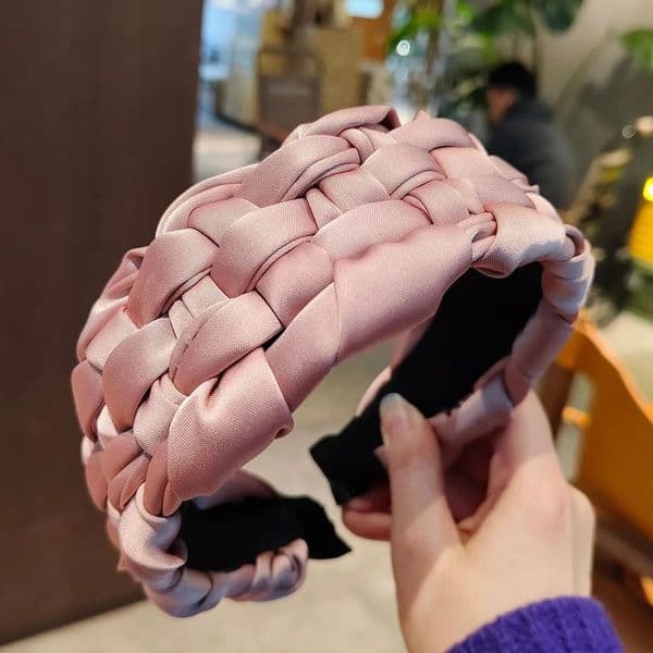 5CM Stunning Wide Women Headpiece Satin Cloth Braided Headbands for Woman Ladies Daily Shopping Party Head Hoop Accessories 251217