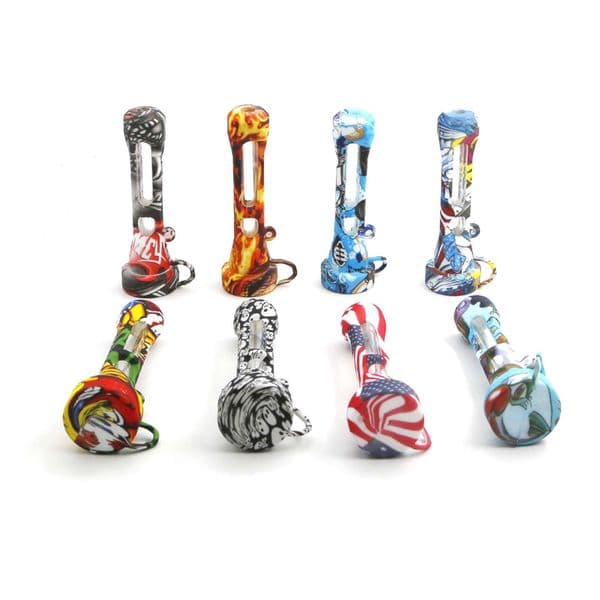 Silicone Smoking nectar collector pipes Colorful Silicone Hand Pipe For Tobacco Dry Herb Spoon Galss water Tobacco Pipes With Holes Glass Bowl Smoking Accessories