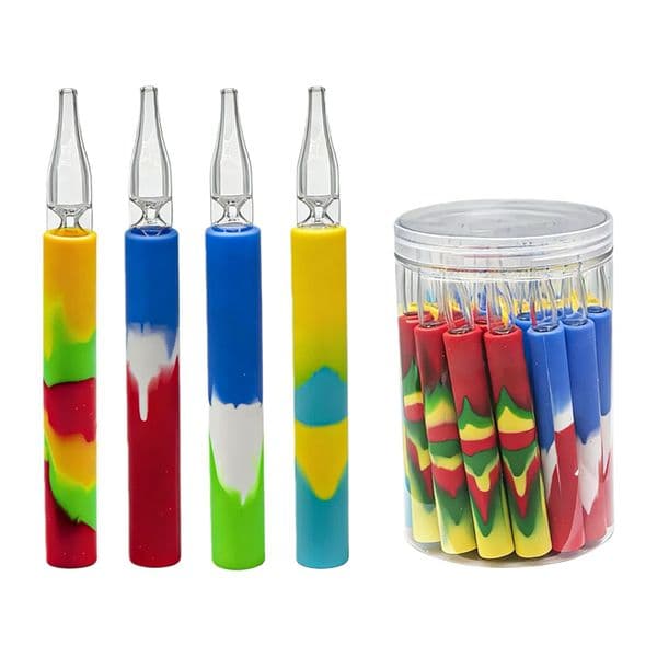 Smoking Pipe silicone base with Glass Straw glass one hitter pipes smoke accessory