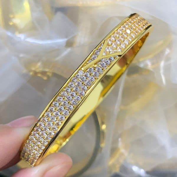 Luxury Designer Bracelets Bangle Letter Charm Women Bangles Jewelry Brass Copper Crystal Wristband Cuff Party