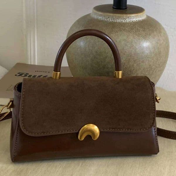 Retro Suede Stitching PU Leather Women's Shoulder Bags Simple Solid Color Female Crossbody Bag Casual Versatile Ladies Handbag