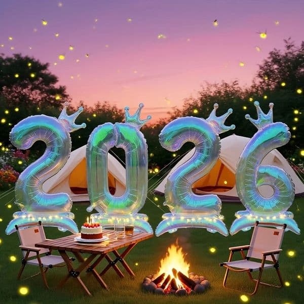 2026 Year Party 40Inch Glittering Crown Digital Foil Balloon Set Themed Decorations Wedding Birthday Decoration 251222