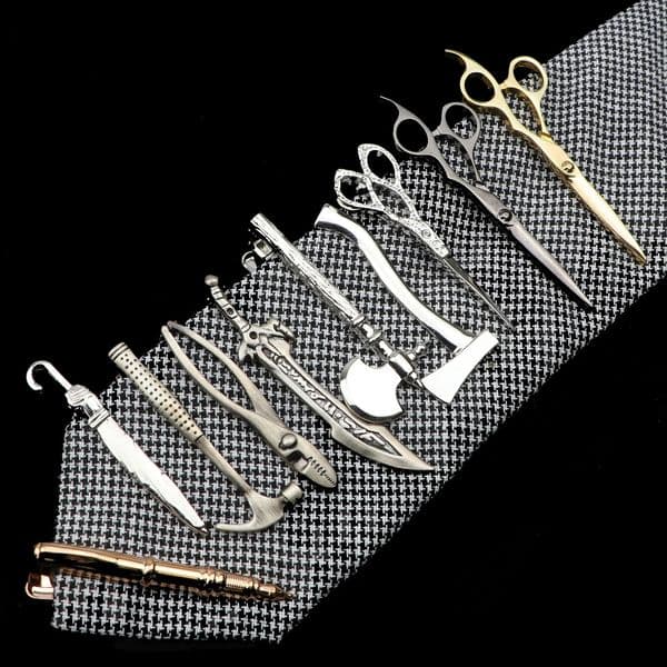 1 Piece Chrome Stainless Tie Clips Scissors Ax Car Owl Sword Hammer Shape Metal Clip for Men Necktie Pin For Mens Gift 251222
