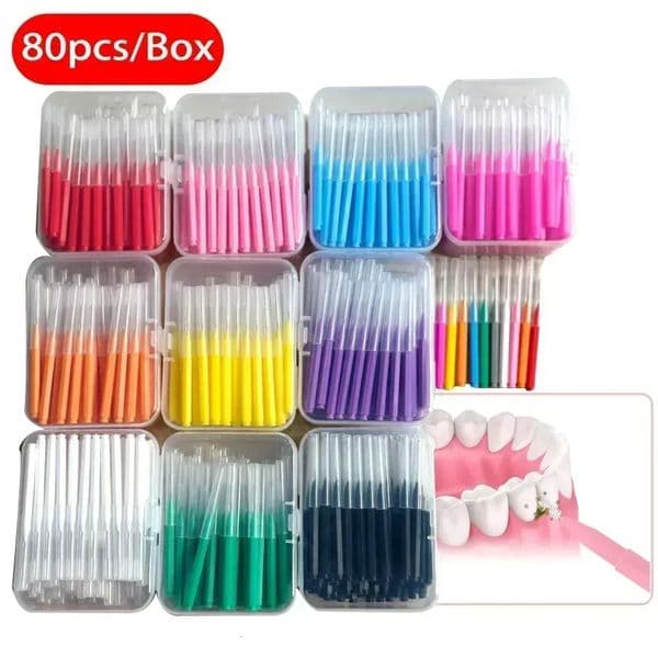 80/160 Pcs/Box I-type push pull interdental brush 06-15Mm Cleaning Between Teeth Oral Care Orthodontic I Shape Tooth Floss 251217