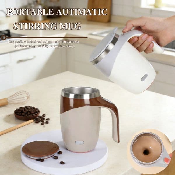 304 Stainless Steel Self Stirring Magnetic Mug Portable Electric Blender Rechargeable Coffee Milk Tea Mixer For Travel Office 251222BJ