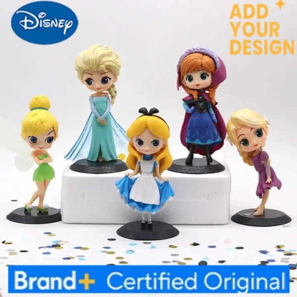 Disney Princess Figure Frozen Elsa Anna Cute Alice Girl Charm Hobby Doll Cake Decoration Ornament Kids Gift Toys H251222