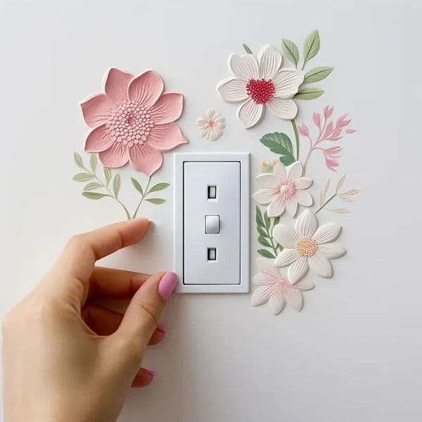 Beautiful flowers Switch Wall Sticker PVC Removable Waterproof sticker for bedroom bathroom Living room Home Decoration Stickers 251222