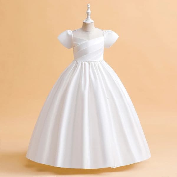 Elegant Bridesmaid Dresses For Girls Wedding Party Gown White First Communion Ceremony Long Evening Dress Kids Summer Clothes 251216