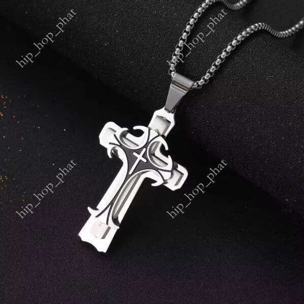 Wholesale 18k Gold Plated Sterling Silver Jesus Cross Pendant Interchangeable Men's Fashion Necklace Large Size Christian Letters