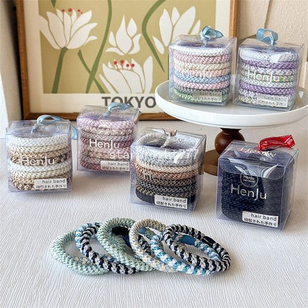 Hair Bands For Female Boxed light multi-color woven hair tie high elasticity durable hair bands Commute hair accessory