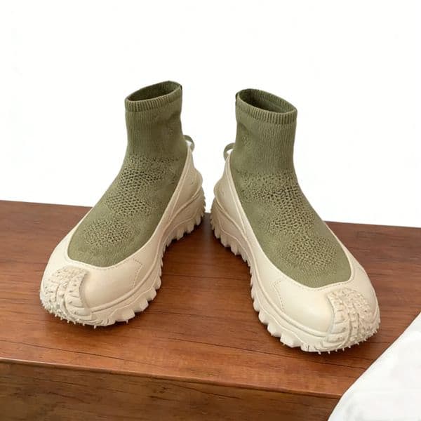 Men's High-top Knitted Sock Boots Thick-soled Elevated Outdoor Hiking Shoes