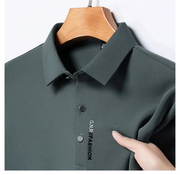 2025 Mens Short Sleeve Solid Color Polo Shirt Breathable Comfortable Elastic Top Arrivals Casual Business Style 251212