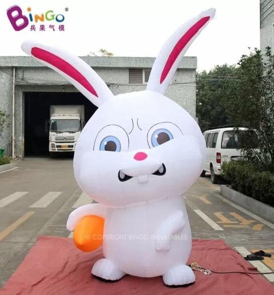 Free Shipping Outdoor Inflatable Animal White Rabbit Holding Carrot Cartoon Chracter For Event Advertising Easter Decoration