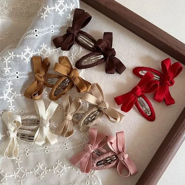 Baby Hair Clips Autumn and Winter Leaf Color Series Cotton Belt Bow Childrens BB Bangs Hairclips Side Accessory 251223