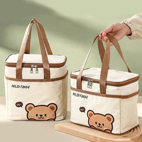 WORTHBUY Cute Thermal Lunch Box Bag Student Portable Large Capacity Insulated Lunch Bag Waterproof Reusable Picnic Cooler Bag 251215
