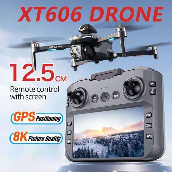 2025 New Xt606 GPS 4K Professional HD Dual Camera With Screen 5G WIFI 360°Obstacle Avoidance Brushless Rc Quadcopter Drone
