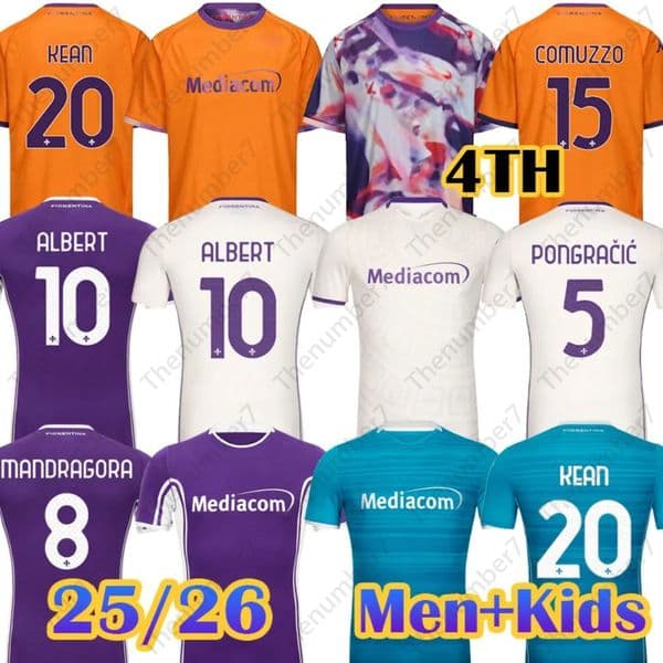 25 26 Fiorentinas soccer jerseys 92 93 Retro 95 96 RUI COSTA RANIERI MANDRAGORA ALBERT PONGRACIC COLPANI RICHARDSON Football Shirts PICCOLI KEAN 4TH jersey Kids Man