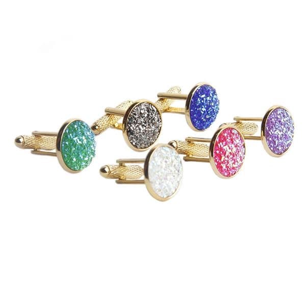 Simple Fashion Shirt Cufflinks for Men Drusy Rhinestones Cuff Links Round Sleeve Button Christmas Gifts Mens link Gemelos 251222