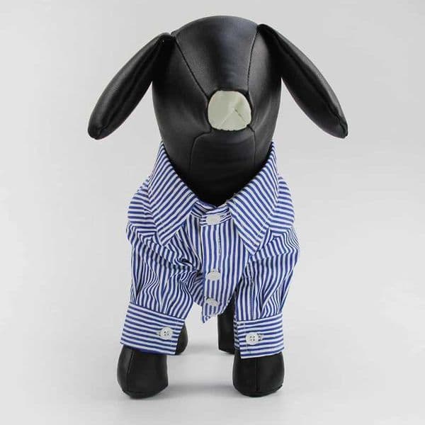 Summer Autumn Pet Clothes Blue Striped Long Sleeved Shirt Puppy Slimming Clothes Fashionable Small And Medium-Sized Dog Clothing Z251223