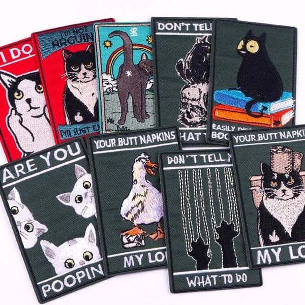 New Hippie Animals Square Embroidered Iron On For Clothing Thermoadhesive Patches Cartoon Cat Patch On Clothes Badges